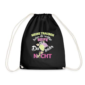 Winzerin Wein Spruch Reife Trauben Weinlese - Turnbeutel - Schwarz - Vorne