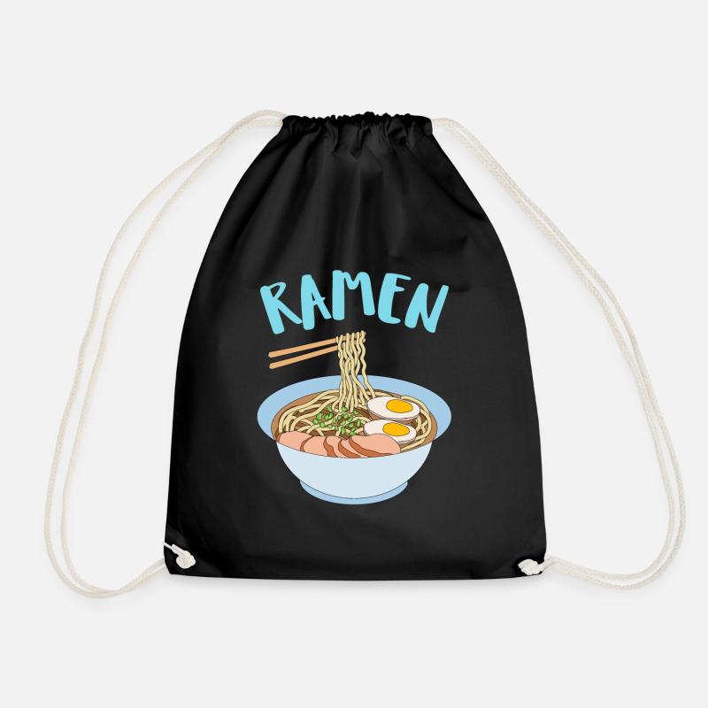 Ramen Japan Pasta Kawaii - Drawstring Bag - black