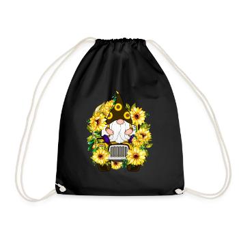 Sunflower Truck Gnome - Drawstring Bag - black - Front