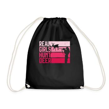 Buck Deer Hunting Hunter Girl - Turnbeutel - Schwarz - Vorne