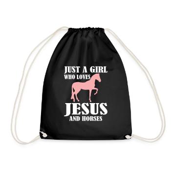 Just A Girl Who Loves Jesus And Horses Pferd - Turnbeutel - Schwarz - Vorne