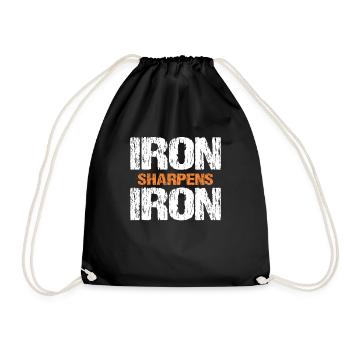 Iron Sharpens Iron Christian Workout Iron - Drawstring Bag - black - Front