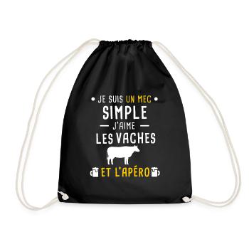 vaches et apéro mec simple - Sac de sport léger - noir - Devant