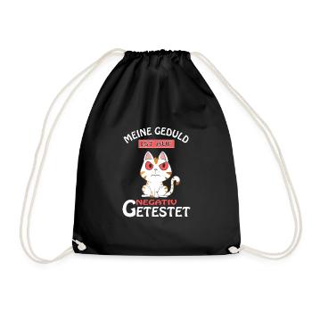 Meine Geduld ist auf negativ getestet Katze Spruch - Turnbeutel - Schwarz - Vorne