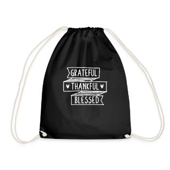 Funny Religious Thanksgiving Cute Grateful Grateful - Drawstring Bag - black - Front