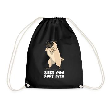 Best Pug Aunt Ever - Drawstring Bag - black - Front