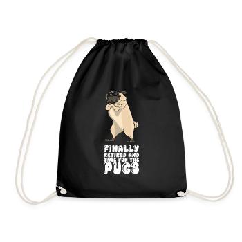 Finally Retired And Time For The Pugs - Drawstring Bag - black - Front