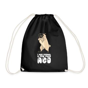 I Was Normal A Few Pugs Ago - Drawstring Bag - black - Front