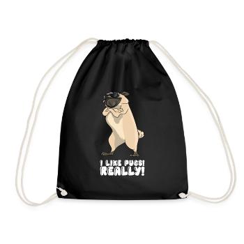 I Like Pugs Really - Drawstring Bag - black - Front