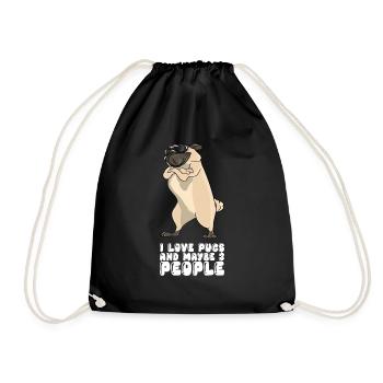 I Love Pugs And Maybe 3 People - Drawstring Bag - black - Front
