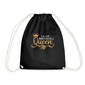 I'm The Birthday Queen Paare Geburtstag Geschenk - Turnbeutel - Schwarz - Vorne