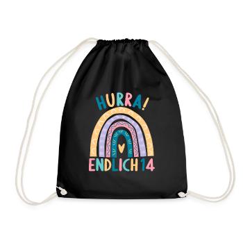 14 Jahre alt Rainbow Regenbogen 14. Geburtstag - Turnbeutel - Schwarz - Vorne