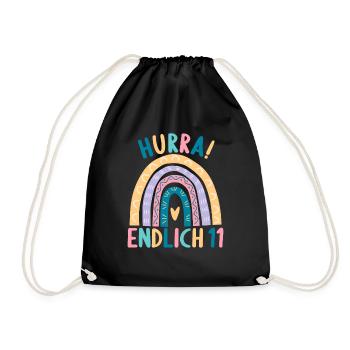 11 Jahre alt Rainbow Regenbogen 11. Geburtstag - Turnbeutel - Schwarz - Vorne