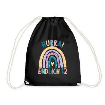 12 Jahre alt Rainbow Regenbogen 12. Geburtstag - Turnbeutel - Schwarz - Vorne