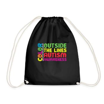 Color Outside The Lines Autism Awareness - Drawstring Bag - black - Front