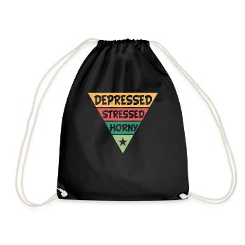 Depressed Stressed Horny - Drawstring Bag - black - Front