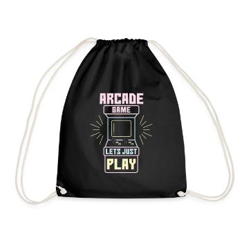 Arcade Game Lets Just Play Retro Video Games - Drawstring Bag - black - Front