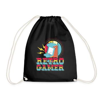 Retro Gamer Retro Video Games Arcade - Drawstring Bag - black - Front