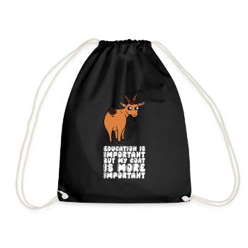 Bildung Ist Wichtig Aber Meine Ziege Ist Wichtiger - Turnbeutel - Schwarz - Vorne