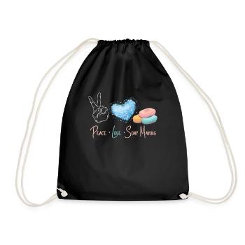 Soap Making Crafting Peace Love - Drawstring Bag - black - Front