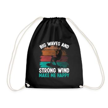 Kiteboarder Kite Big Waves Strong Wind Kitesurf - Turnbeutel - Schwarz - Vorne