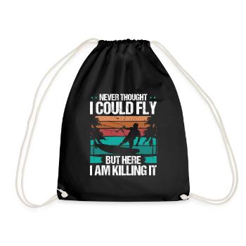 Vintage I could fly Kitesurfing Kiteboarder Kite - Turnbeutel - Schwarz - Vorne