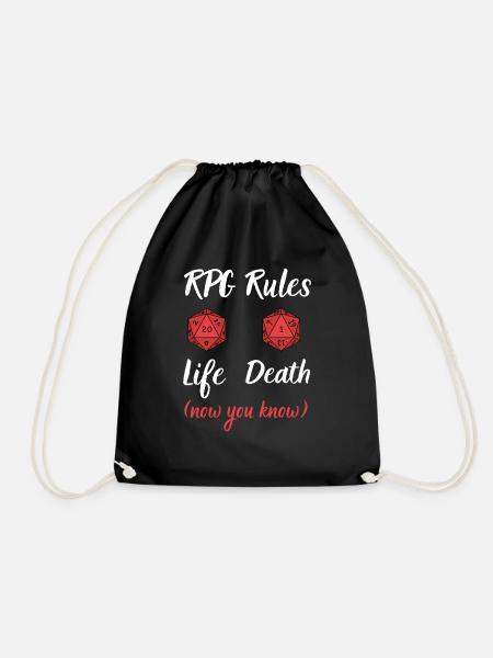 RPG-Regeln: Unterschied zwischen Leben und Tod - Turnbeutel - Schwarz