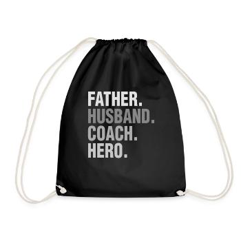 Father Husband Coach Hero - Drawstring Bag - black - Front
