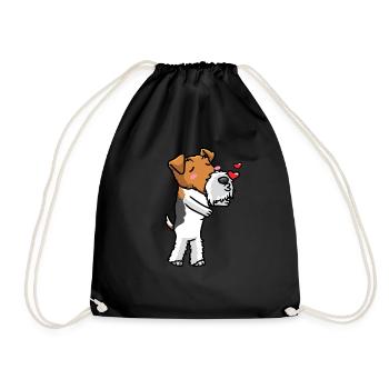 Foxterrier Drahthaar Hund Küsse Emoticon - Turnbeutel - Schwarz - Vorne