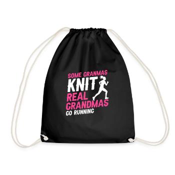 Some Granmas Knit Real GRANDMAS Go Running Cool - Drawstring Bag - black - Front