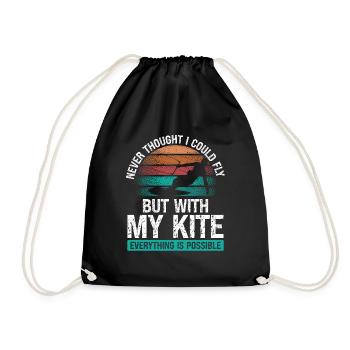 Vintage Kite Kiteboarder Kitesurfing Retro Kite - Turnbeutel - Schwarz - Vorne
