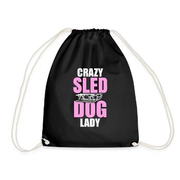 Ladies Crazy Sled Dog Lady - Drawstring Bag - black - Front