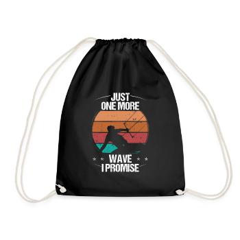 Just one more Wave I promise Kiteboarder Kite - Drawstring Bag - black - Front