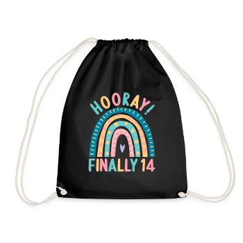 14 years old Rainbow Rainbow 14th birthday - Drawstring Bag - black - Front