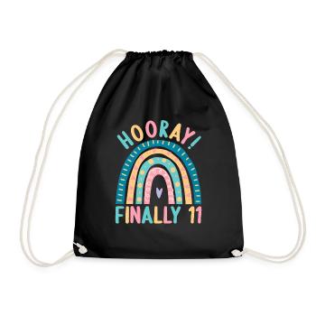 11 years old Rainbow Rainbow 11th birthday - Drawstring Bag - black - Front