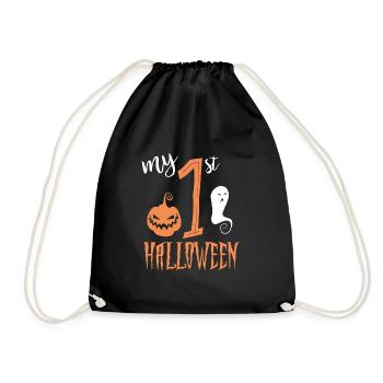 Halloween Kürbis Pumpkin Orange Kostüm Geschenk - Turnbeutel - Schwarz - Vorne
