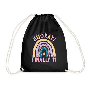 11 years old Rainbow Rainbow 11th birthday - Drawstring Bag - black - Front