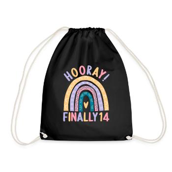 14 years old Rainbow Rainbow 14th birthday - Drawstring Bag - black - Front
