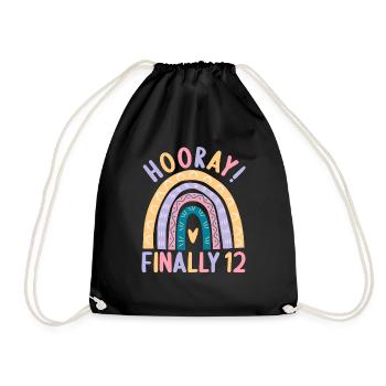 12 years old Rainbow Rainbow 12th birthday - Drawstring Bag - black - Front