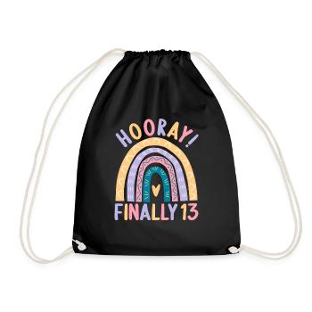 13 years old Rainbow Rainbow 13th birthday - Drawstring Bag - black - Front