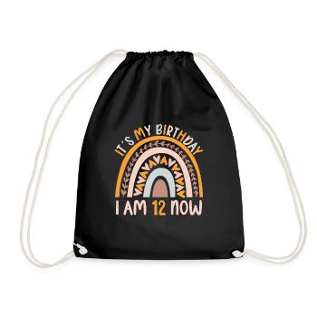 12 years old Rainbow Rainbow 12th birthday - Drawstring Bag - black - Front