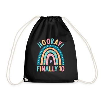 10 years old Rainbow Rainbow 10th birthday - Drawstring Bag - black - Front