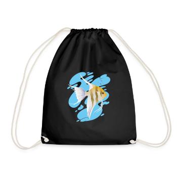 Cool AngelFish Aquarium Sea Coral Reef Ocean - Drawstring Bag - black - Front