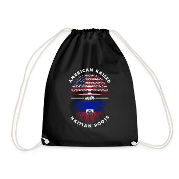 Proud Haitian Haiti Flag - Drawstring Bag - black - Front
