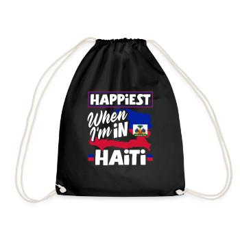 Haïti Haïti Haïti drapeau le plus heureux quand je suis en Haïti - Sac de sport léger - noir - Devant