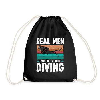 Diver Real Men taker their Sons Scuba Diving - Drawstring Bag - black - Front