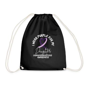 Craniosynostosis Awareness Purple Ribbon Support - Drawstring Bag - black - Front
