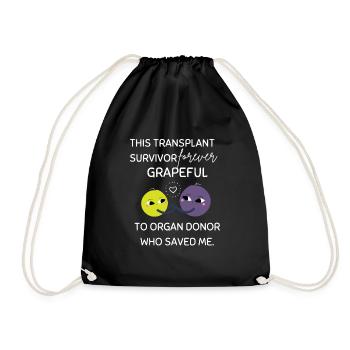 Transplant Survivor Organ Recipient Thank You - Drawstring Bag - black - Front