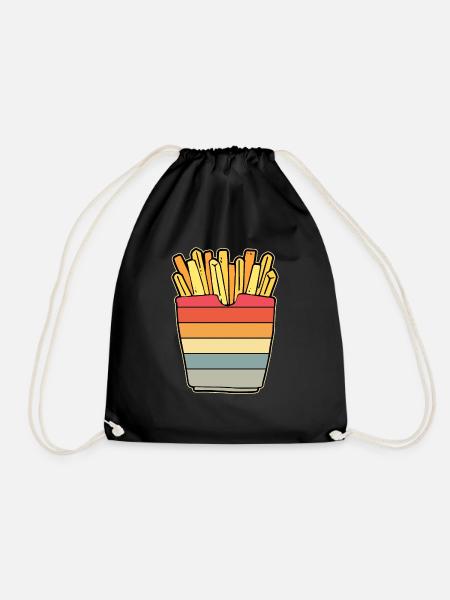 Vintage Pommes Frites Pommes Liebhaber Fast Food F - Turnbeutel - Schwarz