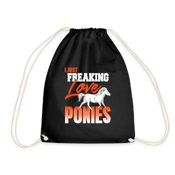 I Just Freaking Love Ponies Awesome T-Shirt - Turnbeutel - Schwarz - Vorne